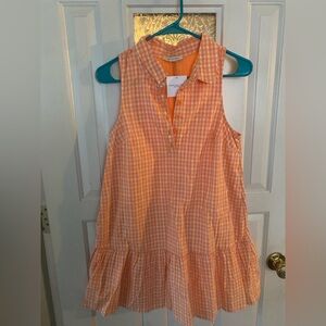 American Eagle Outfitters Orange Checkered Button-Up Top